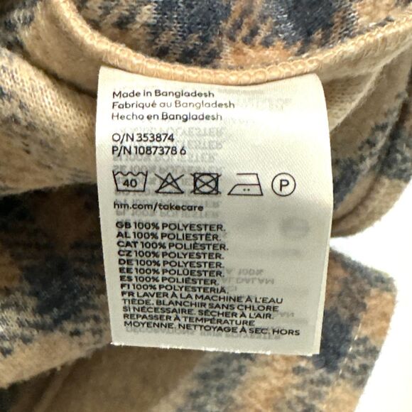 H M Jacket Women XS Tan Plaid Button-Up Long Sleeve 2 Chest Pockets Shacket - Picture 7 of 10